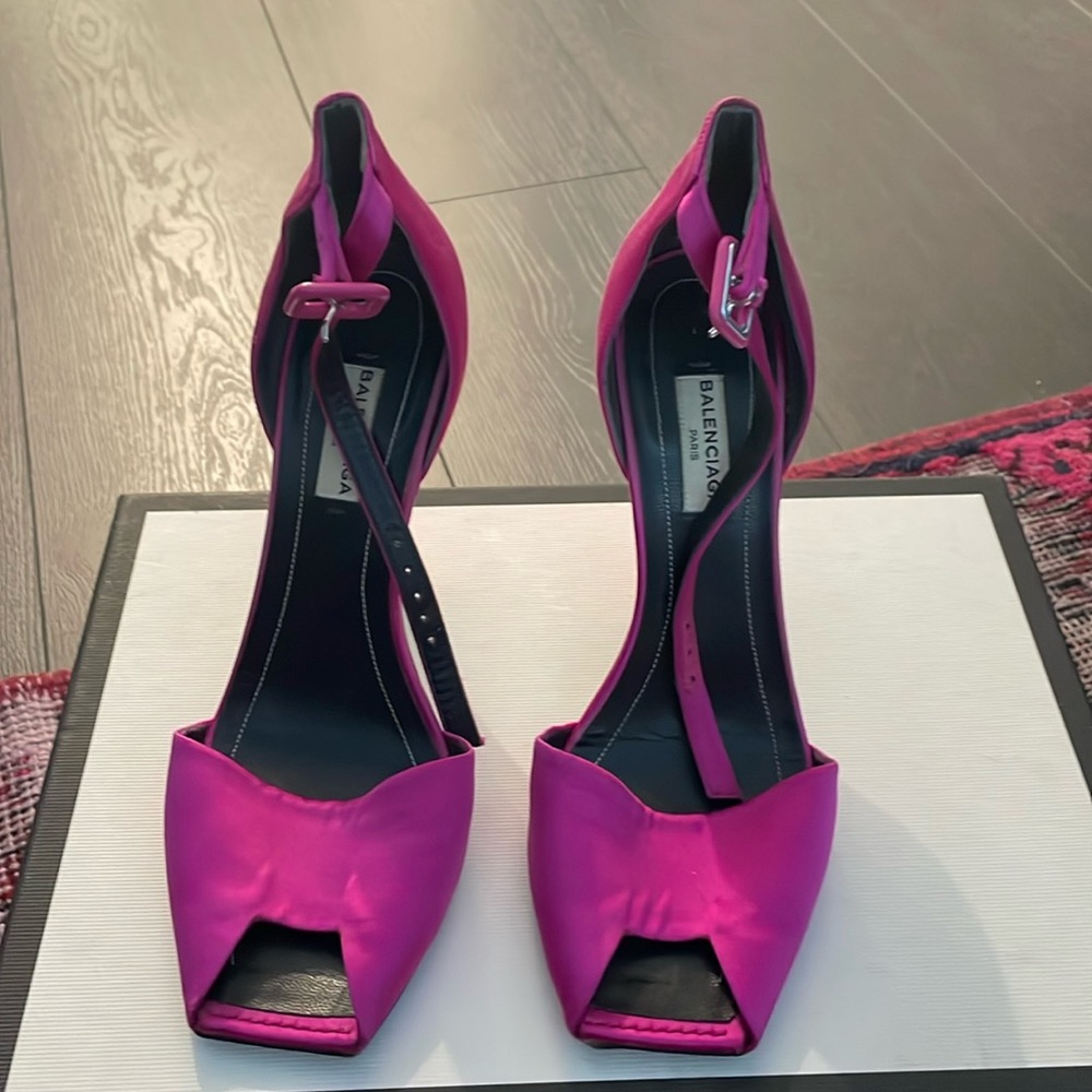 Balenciaga peep toe knife heels